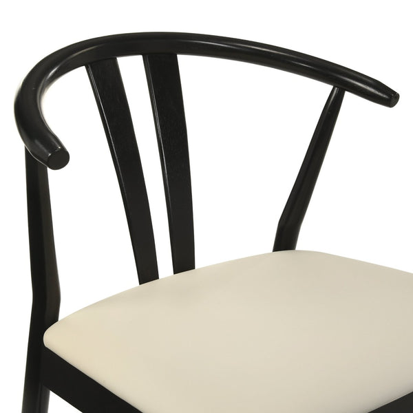 English Elm Lavin Walnut Rectangular Dining Set Seats Four with Curved Wishbone Chairs in Matte Black 4 Black Wishbone Chairs T2574S00281