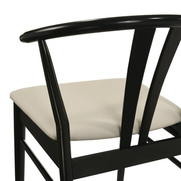 English Elm Lavin Seven Piece Rectangular Rubberwood Dining Set with Wishbone Chairs Modern Style Walnut Table, 6 Black Chairs T2574S00284