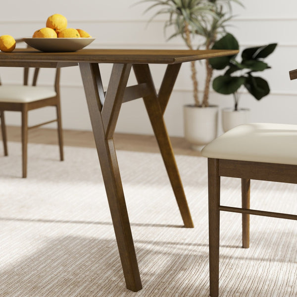 English Elm Lavin Seven Piece Rectangular Rubberwood Dining Set with Wishbone Chairs Modern Style Walnut Table, 6 Brown Chairs T2574S00285