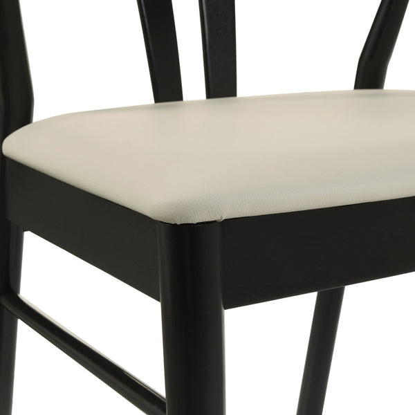 English Elm Lavin Seven Piece Rectangular Rubberwood Dining Set with Wishbone Chairs Modern Style Wood Table, 2 Walnut + 4 Black Chairs T2574S00286