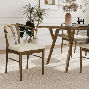 English Elm Lavin Seven Piece Rectangular Rubberwood Dining Set with Wishbone Chairs Modern Style Wood Table, 4 Walnut + 2 Black Chairs T2574S00287