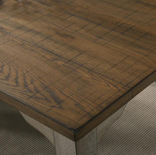 English Elm Breda Farmhouse Dining Set Seats Four with Planked Oak Veneer and Nailhead Chairs T2574S00288