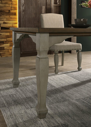 English Elm Breda Farmhouse Dining Set Seats Four with Planked Oak Veneer and Nailhead Chairs T2574S00288