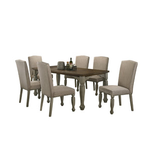 English Elm Breda Farmhouse Seven Piece Dining Set Planked Hardwood Table Nailhead Chairs T2574S00290