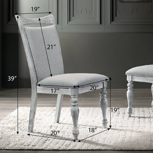 English Elm Salines Farmhouse Dining Set Distressed Oak Table with Four Upholstered Side Chairs T2574S00291