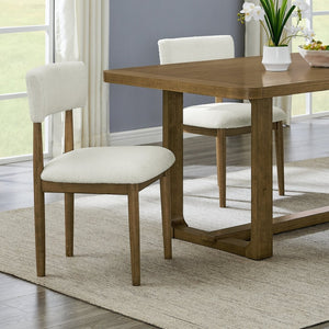 English Elm Andus Trestle Dining Set Seats Four with Oak Veneer Table and Upholstered Curved Chairs T2574S00298