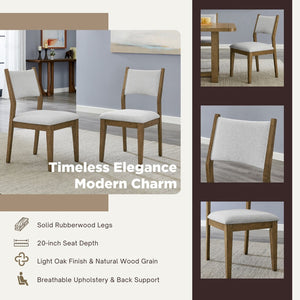 English Elm Parker Trestle Dining Set Seats Four with Oak Veneer Table and Upholstered Side Chairs T2574S00299
