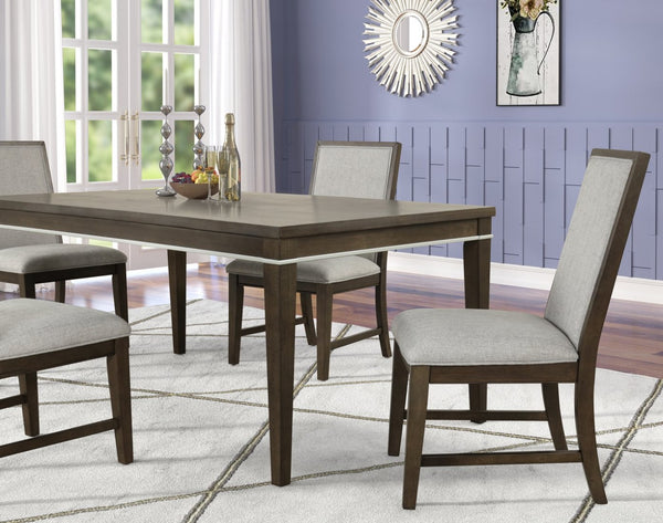 English Elm Aberll Six Seat Rectangular Dining Set with Upholstered Chairs and Rubberwood Legs T2574S00302