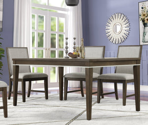 English Elm Aberll Six Seat Rectangular Dining Set with Upholstered Chairs and Rubberwood Legs T2574S00302