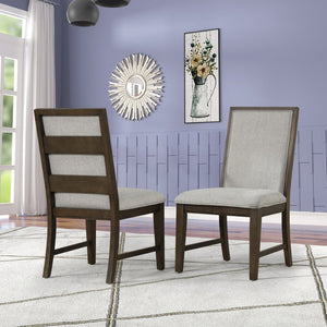English Elm Aberll Six Seat Dining Set with Birch Veneer Table and Upholstered Armchairs T2574S00303