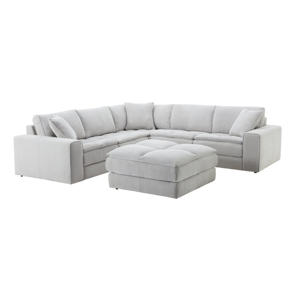 English Elm Breton Tufted Modular Sectional Six Piece Polyester Set with Ottoman for Living Rooms T2574S00304