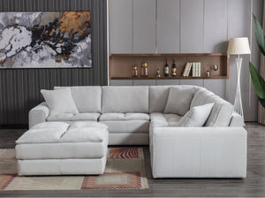 English Elm Breton Tufted Modular Sectional Six Piece Polyester Set with Ottoman for Living Rooms T2574S00304