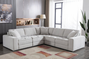 English Elm Breton Tufted Polyester Modular Sectional Sofa Five Piece Set for Open Living Spaces T2574S00305