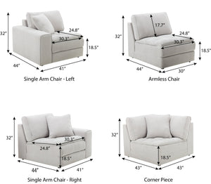 English Elm Breton Tufted Polyester Modular Sectional Sofa Five Piece Set for Open Living Spaces T2574S00305