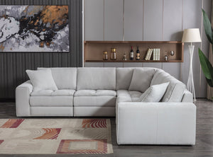 English Elm Breton Tufted Polyester Modular Sectional Sofa Five Piece Set for Open Living Spaces T2574S00305
