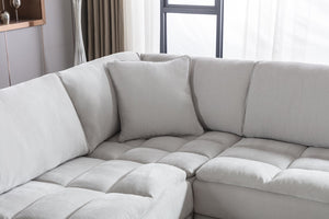 English Elm Breton Tufted Polyester Modular Sectional Sofa Five Piece Set for Open Living Spaces T2574S00305