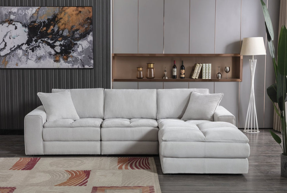 English Elm Breton Modular Tufted Sofa Set with Ottoman Polyester Blend Neutral Living Room T2574S00306