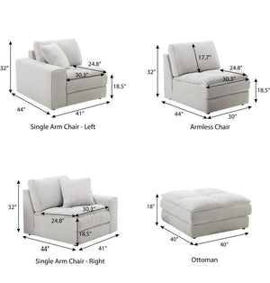 English Elm Breton Modular Tufted Sofa Set with Ottoman Polyester Blend Neutral Living Room T2574S00306
