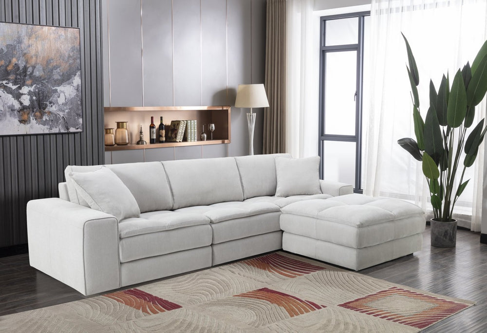 English Elm Breton Modular Tufted Sofa Set with Ottoman Polyester Blend Neutral Living Room T2574S00306