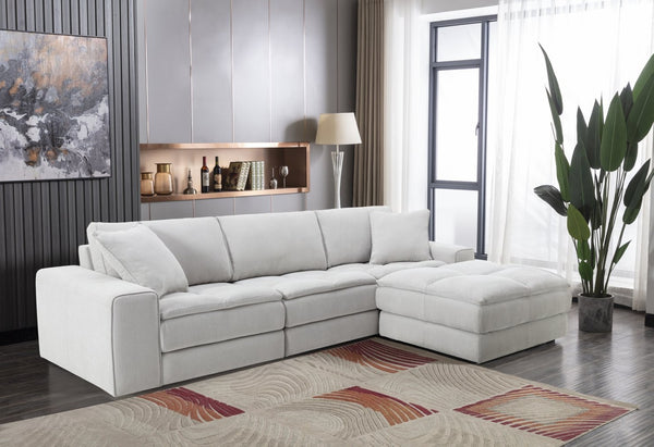 English Elm Breton Modular Tufted Sofa Set with Ottoman Polyester Blend Neutral Living Room T2574S00306
