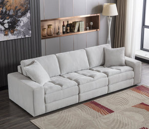 English Elm Breton Modular Tufted Sofa Set with Ottoman Polyester Blend Neutral Living Room T2574S00306