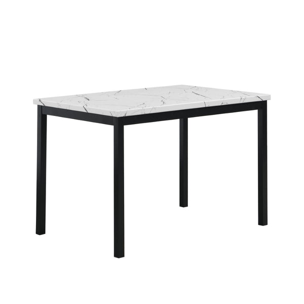 English Elm Citico 5 Piece Metal Dining Set Faux Marble Table Vinyl Upholstered Cafe Chairs White T2574S00311