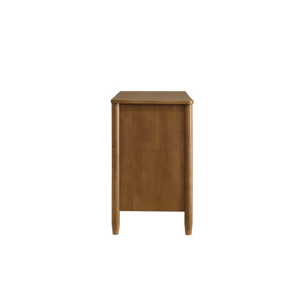English Elm Vichy Six Drawer Dresser with Woven Rattan Fronts and Warm Walnut Wood Finish T2574S00312
