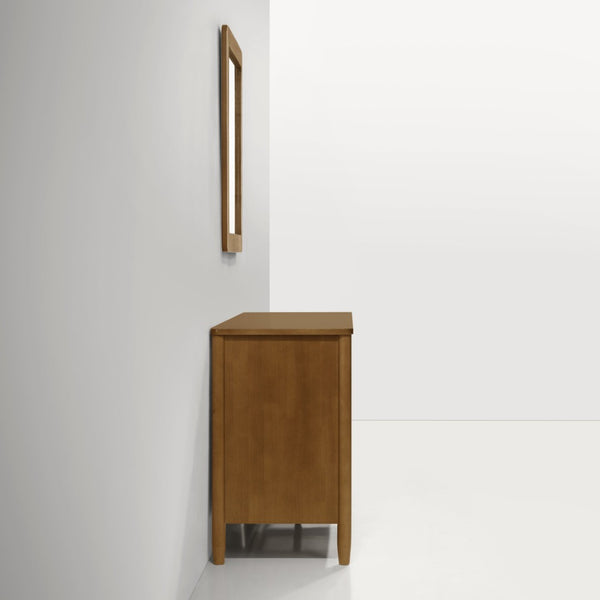 English Elm Vichy Rattan Front Six Drawer Dresser with Mirror Walnut Finish Bedroom Storage T2574S00313