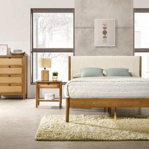 English Elm Vichy Six Piece Queen Bedroom Set Rubberwood Rattan Corduroy Walnut Organic Modern T2574S00318