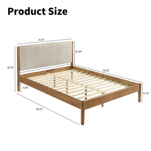 English Elm Vichy Queen Bedroom Set Rattan Fronts Corduroy Headboard Walnut Finish 5 Piece T2574S00319