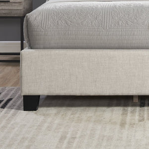 English Elm Nantarre Wingback Platform Bed Linen Upholstered Tufted Headboard with Nailhead Trim T2574S00323