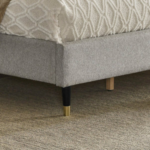 English Elm Arles Wingback Upholstered Platform Bedroom Set with Fabric Headboard and Wood Nightstands Light Gray T2574S00328