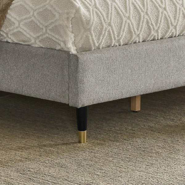 English Elm Arles Wingback Upholstered Platform Bed Set with Two Single Drawer Nightstands Light Gray T2574S00329