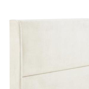 English Elm Arles Wingback Upholstered Platform Bedroom Set with Fabric Headboard and Wood Nightstands Beige T2574S00332