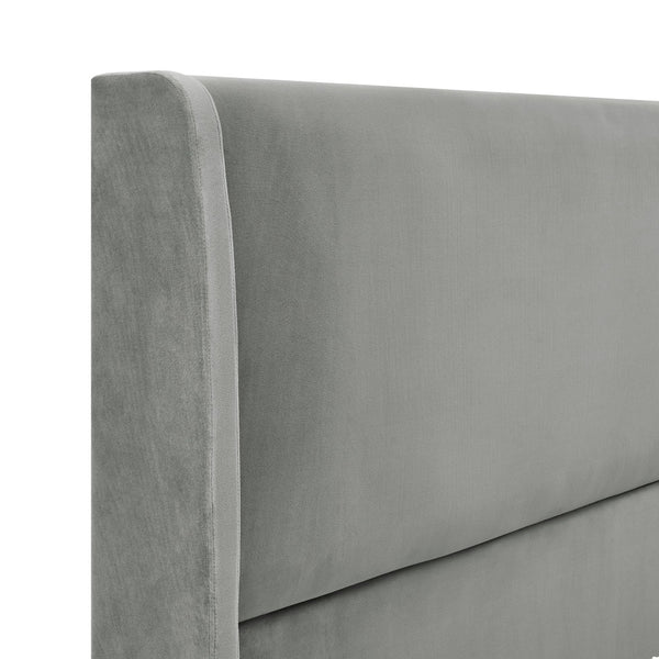 English Elm Arles Wingback Upholstered Platform Bedroom Set with Fabric Headboard and Wood Nightstands Gray T2574S00333