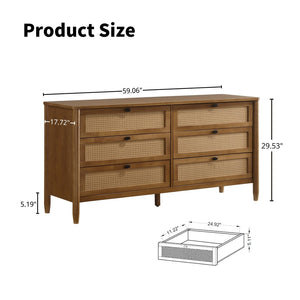 English Elm Vichy King Bedroom Set Rubberwood Frame Rattan Fronts Walnut Finish 4 Piece T2574S00335
