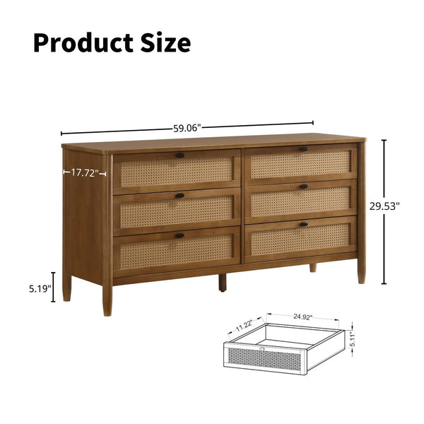 English Elm Vichy King Bedroom Set Rubberwood Frame Rattan Fronts Walnut Finish 4 Piece T2574S00335