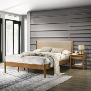 English Elm Vichy King Bedroom Set Rubberwood Frame Rattan Fronts Walnut Finish 4 Piece T2574S00335