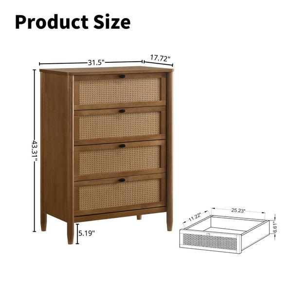 English Elm Vichy King Bedroom Set with Rattan Fronts Rubberwood Frame and Upholstered Headboard T2574S00338