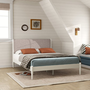English Elm Feeney Queen Platform Bed Set Rubberwood Frame Upholstered Headboard with Nightstands T2574S00345