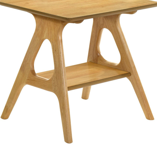 English Elm Arona Sculptural Three Piece Living Room Set with Shelf Rubberwood Legs Warm Veneer Oak T2574S00349