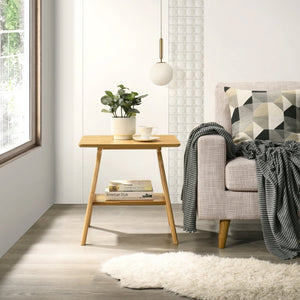 English Elm Arona Sculptural Three Piece Living Room Set with Shelf Rubberwood Legs Warm Veneer Oak T2574S00349