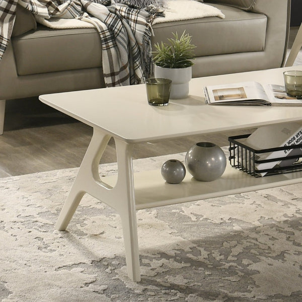 English Elm Arona Sculptural Three Piece Living Room Set with Shelf Rubberwood Legs Warm Veneer Off White T2574S00350