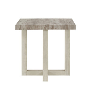 English Elm Anze Oval Wood 3 Piece Living Room Coffee and End Table Set with Open Shelves Weathered Gray and Beige T2574S00352