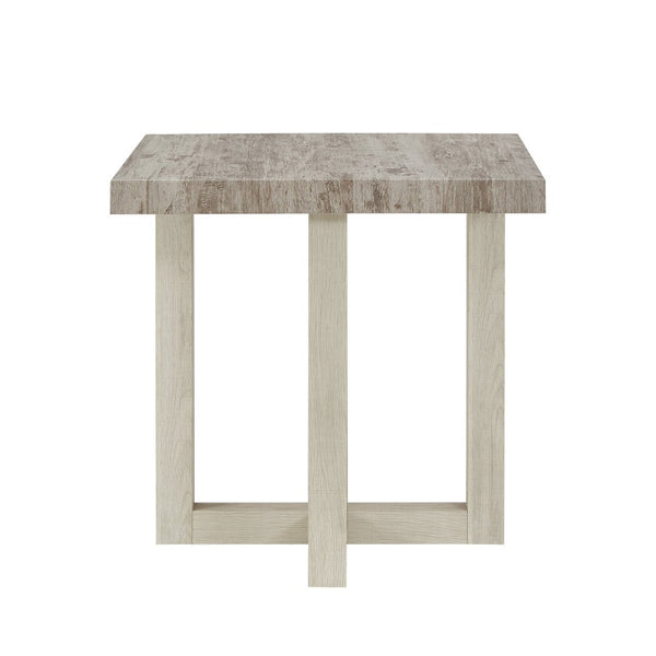 English Elm Anze Oval Wood 3 Piece Living Room Coffee and End Table Set with Open Shelves Weathered Gray and Beige T2574S00352