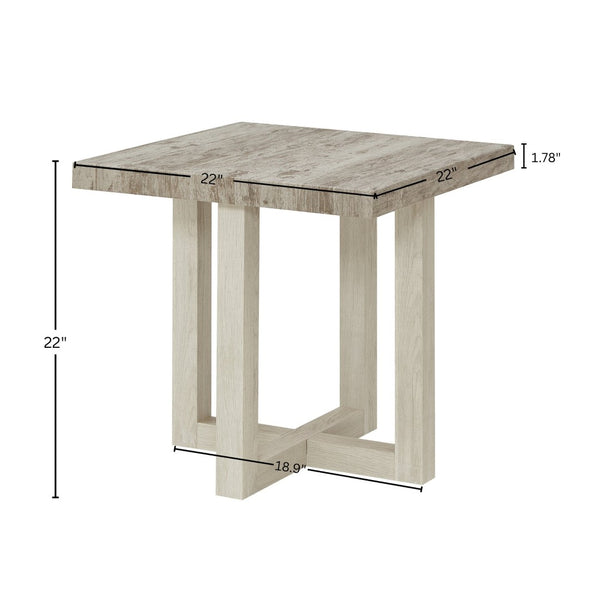 English Elm Anze Oval Wood 3 Piece Living Room Coffee and End Table Set with Open Shelves Weathered Gray and Beige T2574S00352