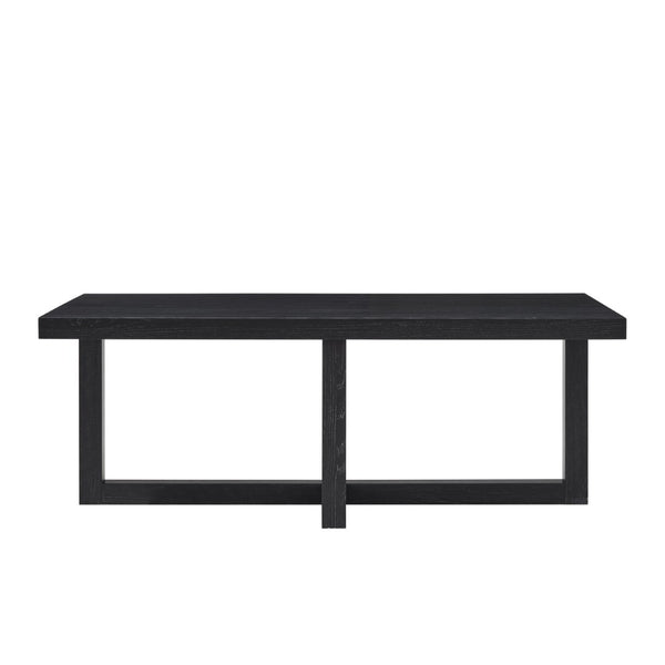 English Elm Anze Oval Wood 3 Piece Living Room Coffee and End Table Set with Open Shelves Black T2574S00353