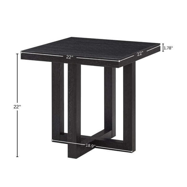 English Elm Anze Oval Wood 3 Piece Living Room Coffee and End Table Set with Open Shelves Black T2574S00353