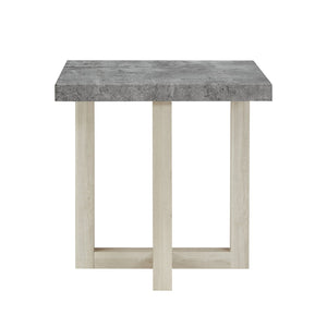 English Elm Anze Oval Wood 3 Piece Living Room Coffee and End Table Set with Open Shelves Faux Concrete and White T2574S00354