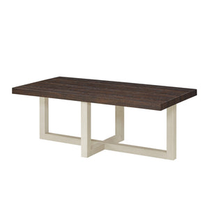English Elm Anze Oval Wood 3 Piece Living Room Coffee and End Table Set with Open Shelves Walnut and White T2574S00355